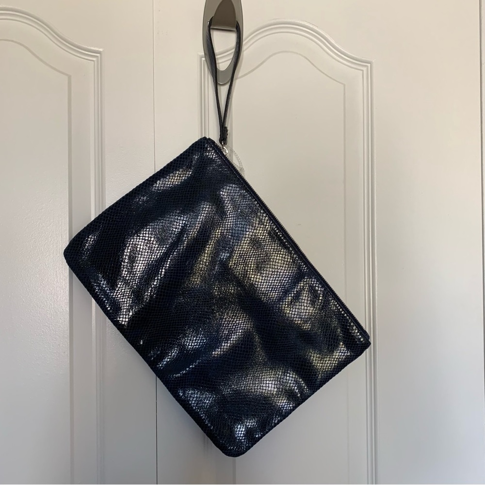 Banana Republic Python As New 13.75” x 9.5” Snakeskin print Cow Hide Leather